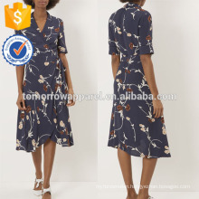 New Fashion Navy Crepe Floral Wrap Dress Manufacture Wholesale Fashion Women Apparel (TA5236D)